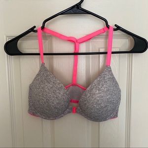 PINK t-back front clasp bra - 34C